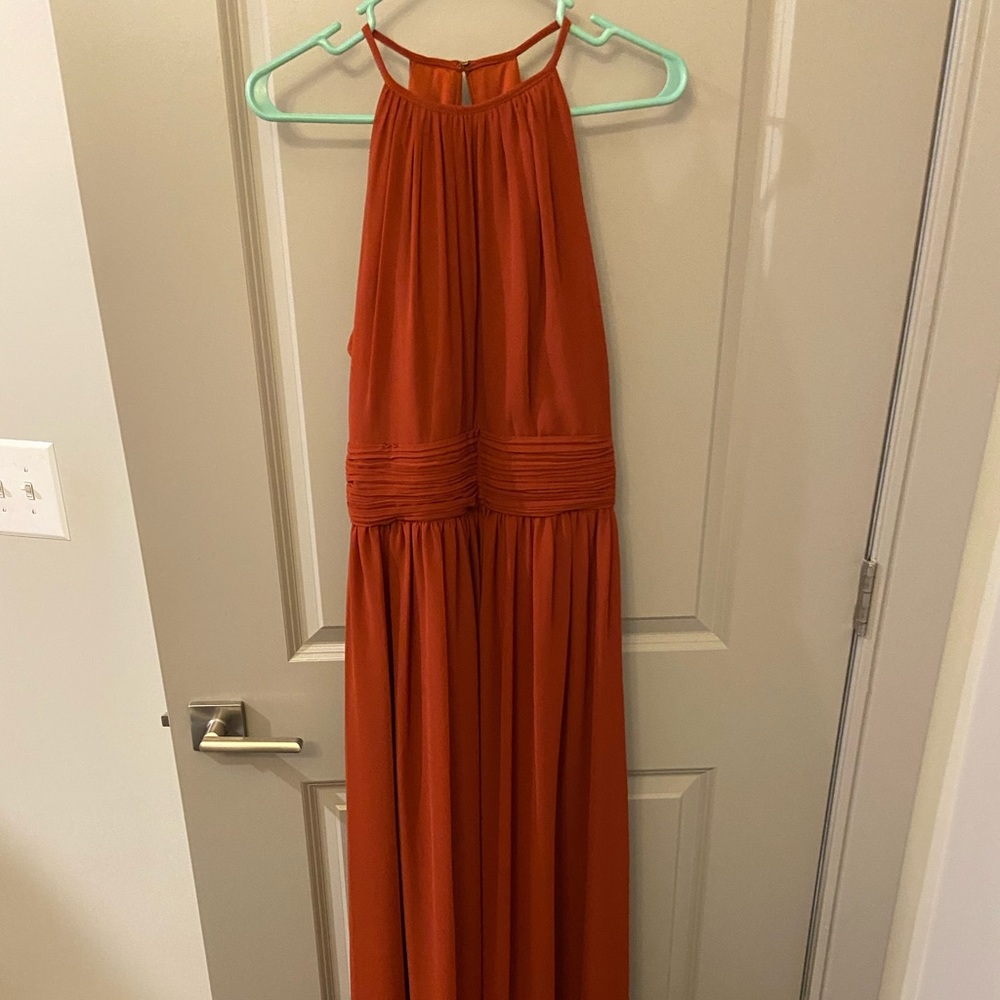 Bill Levkoff Chiffon Keyhole Back A-line Dress in Rust size 12